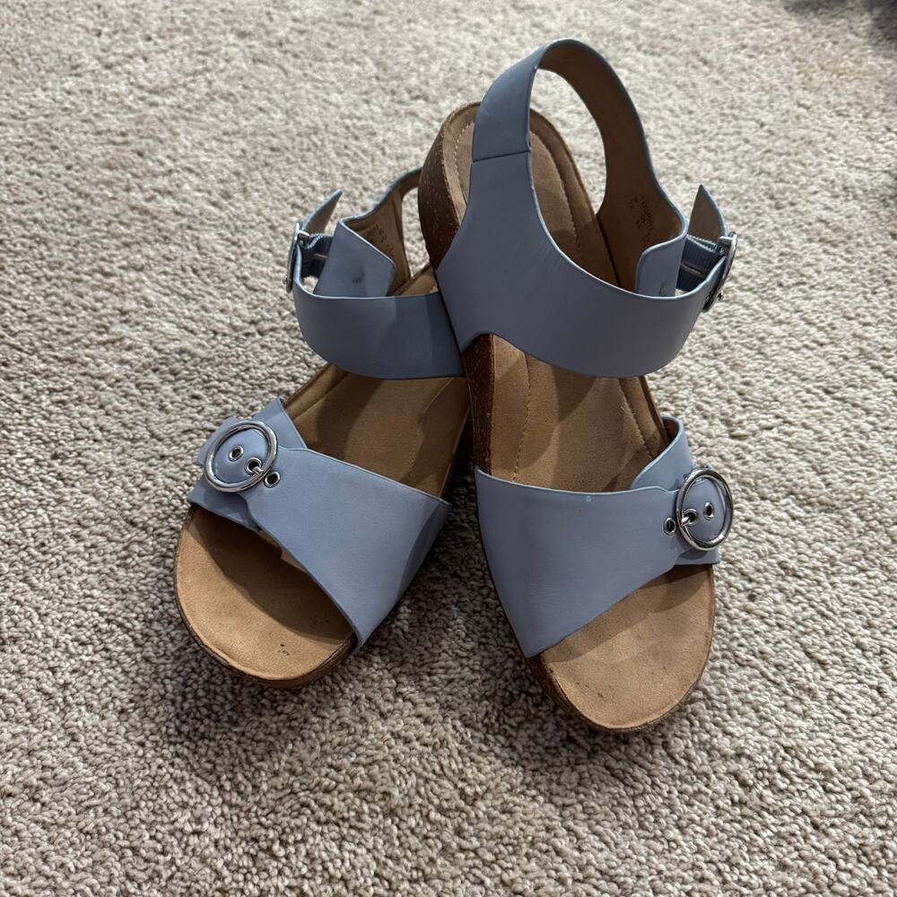 Hotter Light Blue Slingback Sandals Women's Size 9.5 Style Tourist Thick Soles